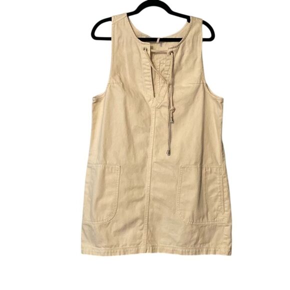 Casual Cream Denim Sleeveless Dress - Picture 1 of 3